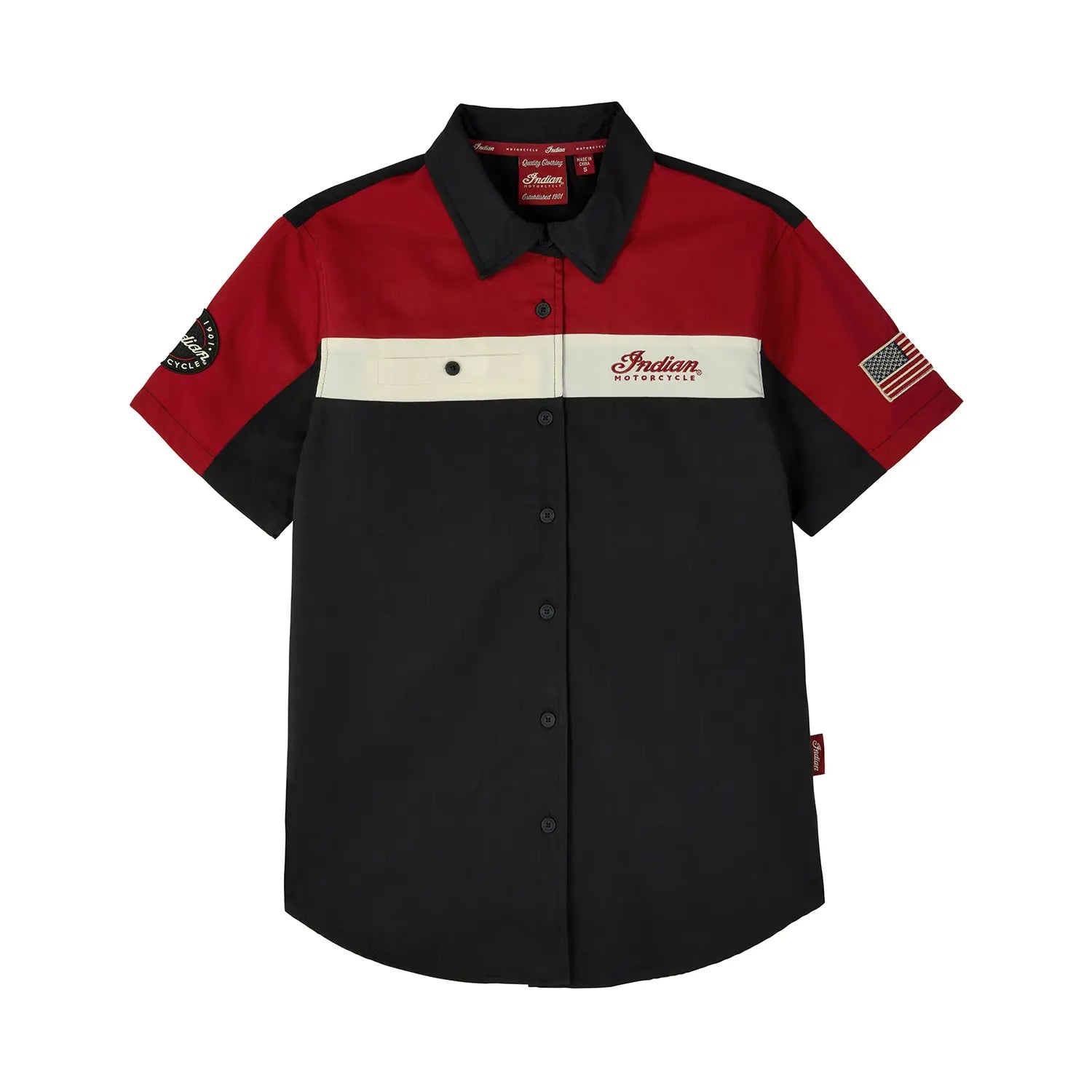 Women's Headdress Colorblock Shop Shirt, Red