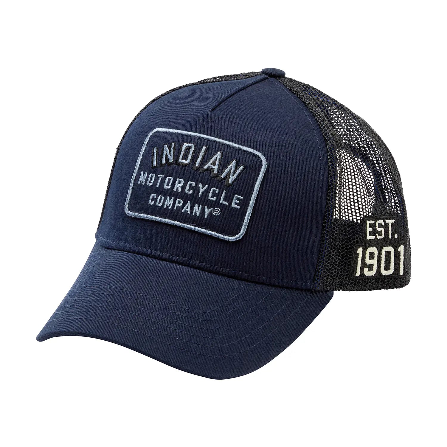 Block Logo Patch Trucker Cap, Navy