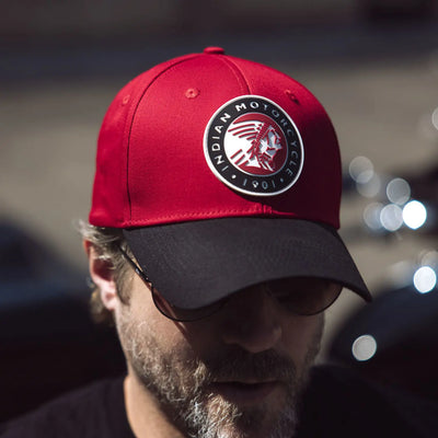 Colorblock Headdress Trucker Cap, Red