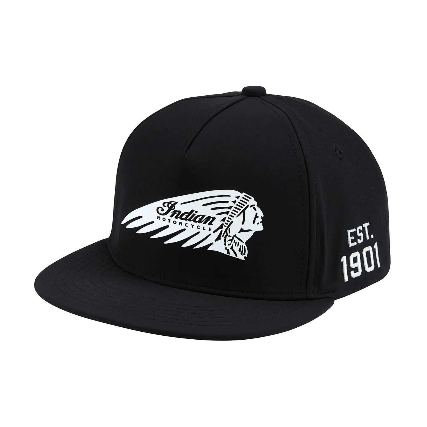 Headdress Flat Brim Cap, Black