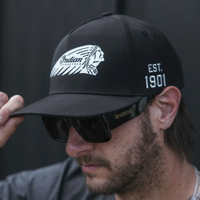 Headdress Flat Brim Cap, Black