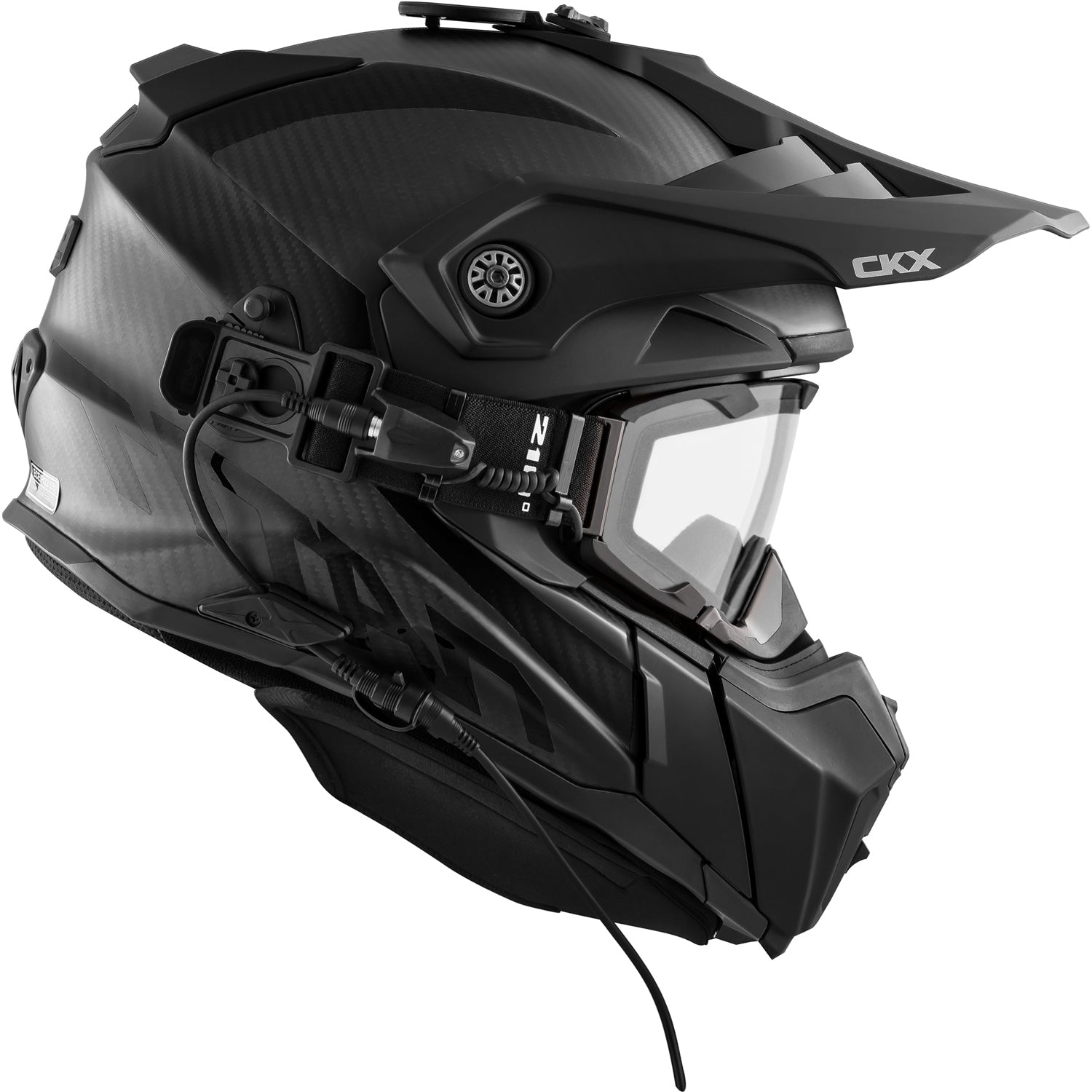 CKX Titan Original Carbon Electric Combo Helmet – Trail and Backcountry Solid - 210° Goggle Included