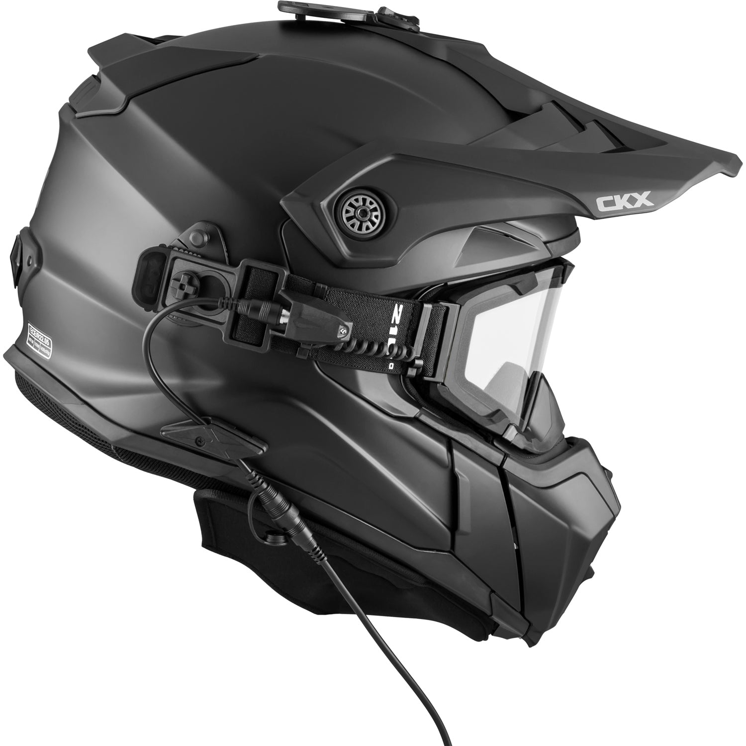 CKX Titan Original Fiberglass Electric Combo Helmet – Trail and Backcountry Solid - 210° Goggle Included