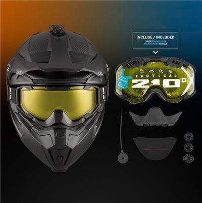 CKX Titan Original Carbon Helmet - Trail and Backcountry Solid - 210° Goggle Included