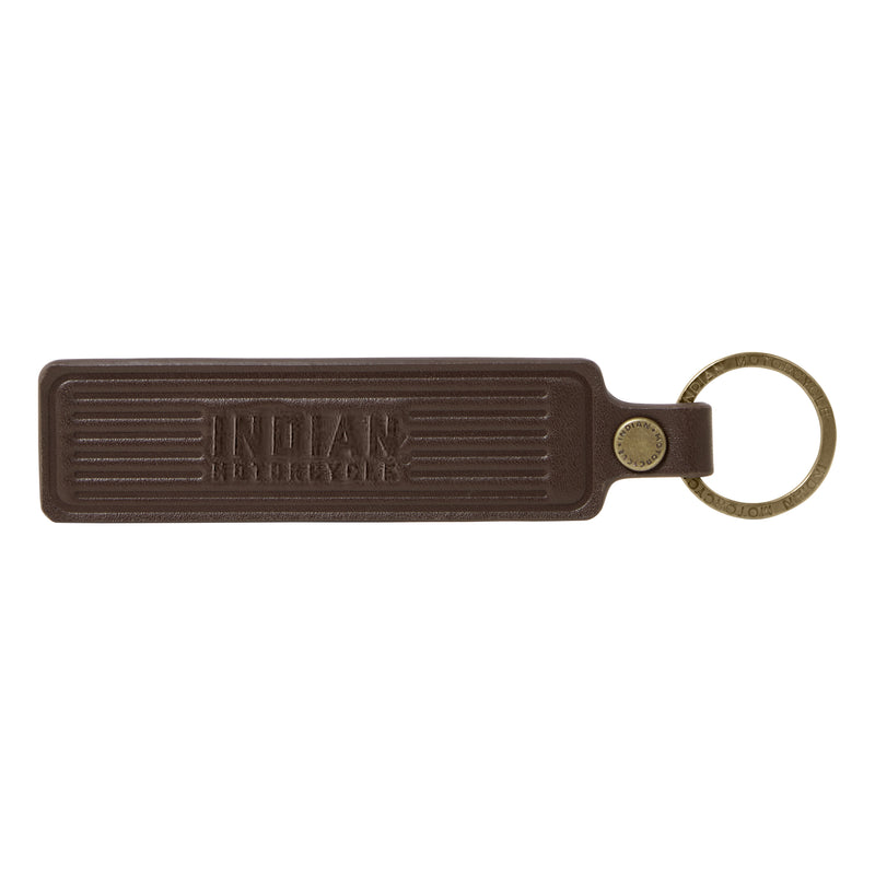 Leather Block Logo Key Ring