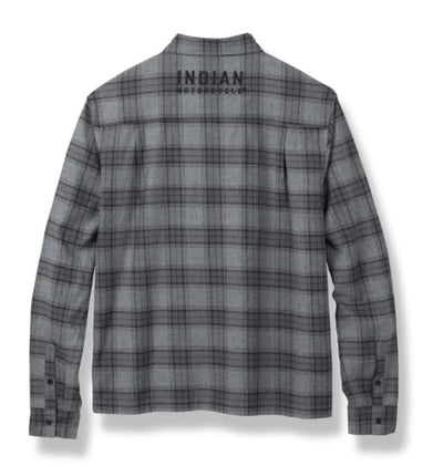 Men's Single Pocket Plaid Shirt - Gray