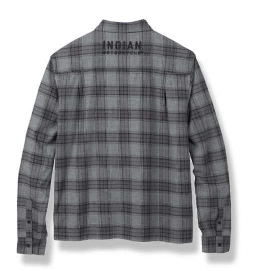 Men's Single Pocket Plaid Shirt - Gray