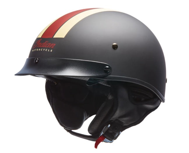 Retro Racing Stripe Half Helmet, Black