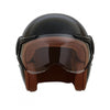 Classic Aviator 3/4 Helmet - Gloss Black with Brown