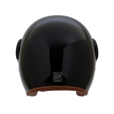 Classic Aviator 3/4 Helmet - Gloss Black with Brown