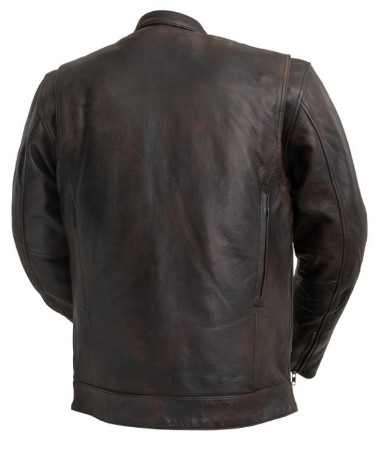 Men's Raider Leather Moto Jacket - Brown