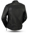 Men's Top Performer Leather Moto Jacket - Black