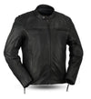 Men's Top Performer Leather Moto Jacket - Black